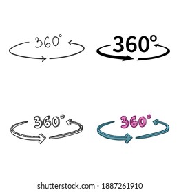 Vector Set of 360 Degrees Icons. Different Graphic Styles.