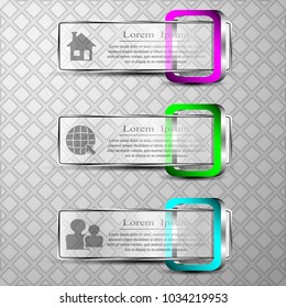 The vector set of 3d banners with 3d square.Diferent symbol social home globe