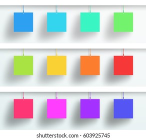 Vector Set Of 3d Blank Colorful Square Frames Hanging