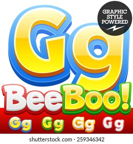 Vector set of 3D colorful children font in cartoon style. Optional different colors. Letter G