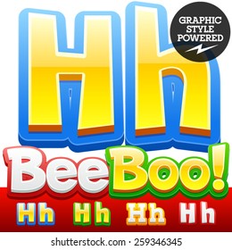 Vector set of 3D colorful children font in cartoon style. Optional different colors. Letter H