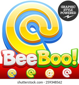 Vector set of 3D colorful children font in cartoon style. Optional different colors. Symbols