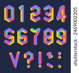 Vector set of 3D isometric numbers. Creative number typography on dark background