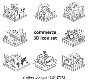 vector set of 3D online commerce icons