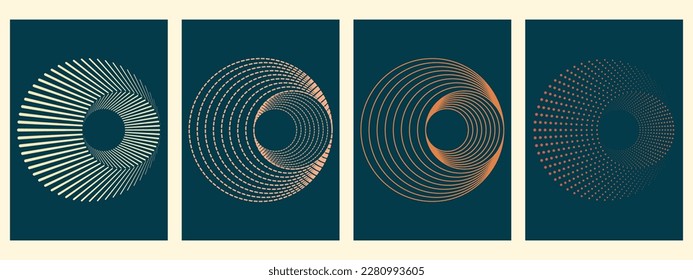 Vector set of 3D optical circles in Y2K style with retro trendy colors. Trendy geometric design elements inspired by brutalism. For posters, web designs.