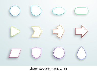 Vector Set of 3d Outline Generic Icon Shapes With Shadows A
