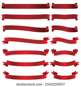 vector set of 3D ribbon banner image assets