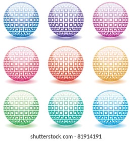 vector set of 3d shiny globes of different colors