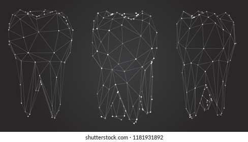 vector set of 3d teeth for dental medicine.