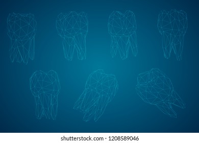 vector set of 3d teeth for dental medicine.