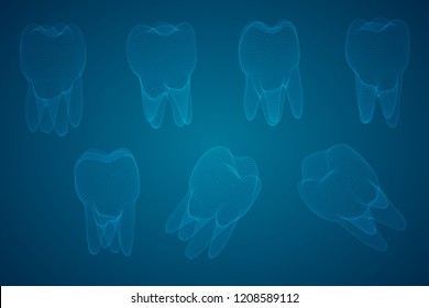 vector set of 3d teeth for dental medicine.