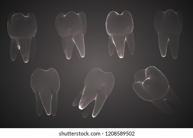 vector set of 3d teeth for dental medicine.