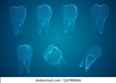 vector set of 3d teeth for dental medicine.