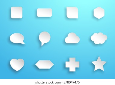 Vector Set of 3d White Generic Icon Shapes With Shadows B