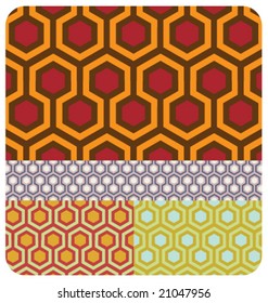VECTOR Set of 4 70s style colour versions of the beehive pattern ~ seamless.