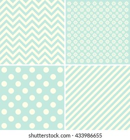 Vector set of 4 background patterns. Great for greeting cards, baby cards, baby shower.