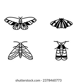 Vector set of 4 butterfly species