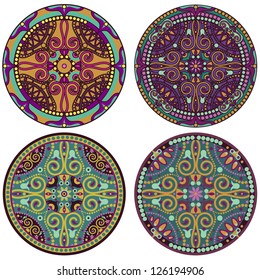 vector set of 4 color mandala