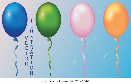 Vektorset von 4 bunten Ballons.