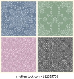 Vector set of 4 floral seamless patterns. Cute scrapbook paper collection with flowers.