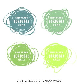 Vector Set Of 4 Hand Drawn Colorful Scribble Logo Design Elements