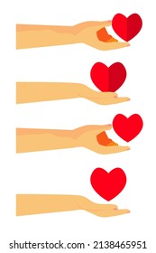 Vector Set 4 Hand Give a Love, Isolated on White
