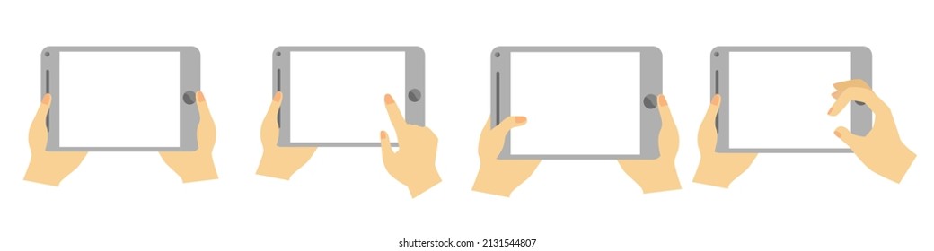 Juego de vectores de 4 manos con gadget negro, aislado en blanco
