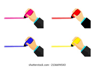 Vector Set 4 Hand Using Tuxedo Give a Mark, isolated on white 
