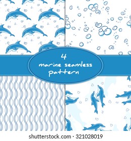 vector set of 4 marine seamless patterns