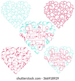 Vector set of 4 ornament hearts