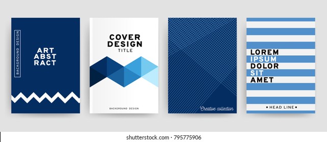 Vector set of 4 pages with blue tones. Creative business brochure cover template for banner, annual report, poster, leaflet, book, magazine, ad and etc.. Vector EPS 10