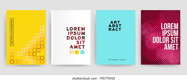 Vector set of 4 pages with bright tones. Creative business brochure cover template for banner, annual report, poster, leaflet, book, magazine, ad and etc.. Vector EPS 10