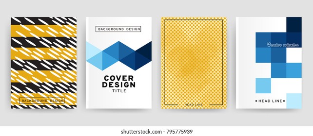 Vector set of 4 pages with colorful blue gradient. Creative business brochure cover template for banner, annual report, poster, leaflet, book, magazine, ad and etc.. Vector EPS 10