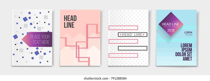 Vector set of 4 pages with pastel tones and seamless patterns. Creative business brochure cover template for banner, annual report, poster, leaflet, book, magazine, ad and etc.. Vector EPS 10