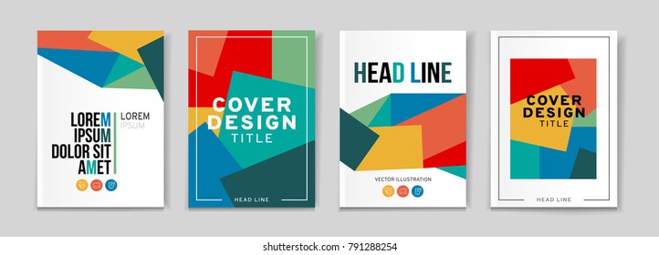 Vector set of 4 pages with vivid tones. Creative business brochure cover template for banner, annual report, poster, leaflet, book, magazine, ad and etc.. Vector EPS 10