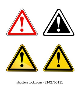Vector Set 4 Sign Alert or Caution Sign, Isolated on White

