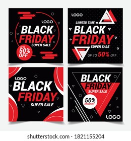 Conjunto de vectores de 4 medios sociales Editable Square sale Banner Design 