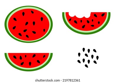 conjunto vectorial 4 sandía, melón de agua y semilla
