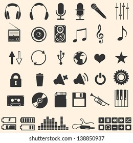 vector set of 46 music icons