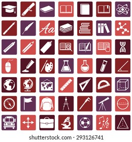 Vector Set of 49 Education Icons. School and University.