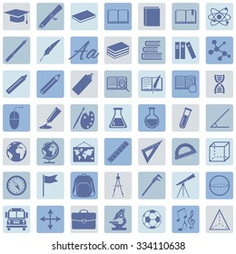 Vector Set of 49 Education Icons. School and University.