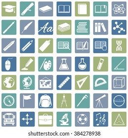 Vector Set of 49 Education Icons. School and University.