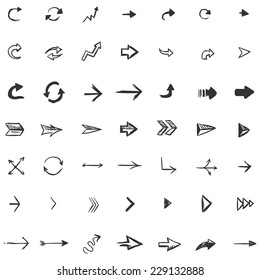 Vector Set of 49 Hand Draw Arrows and Cursors