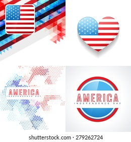 vector set of 4th july american independence day background abstract illustration