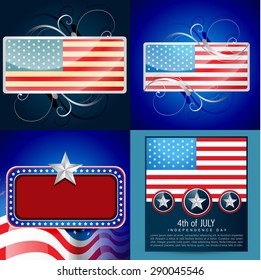 vector set of 4th  july american independence  day background