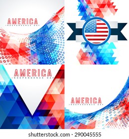 vector set of 4th july american independence day background illustration with creative pattern