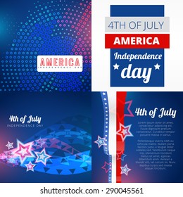vector set of 4th  july american independence  day background