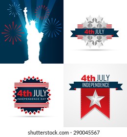 vector set of 4th  july american independence  day background 