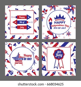 Vector set of 4th July celebration