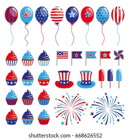 vector set of 4th of July decoration elements. EPS